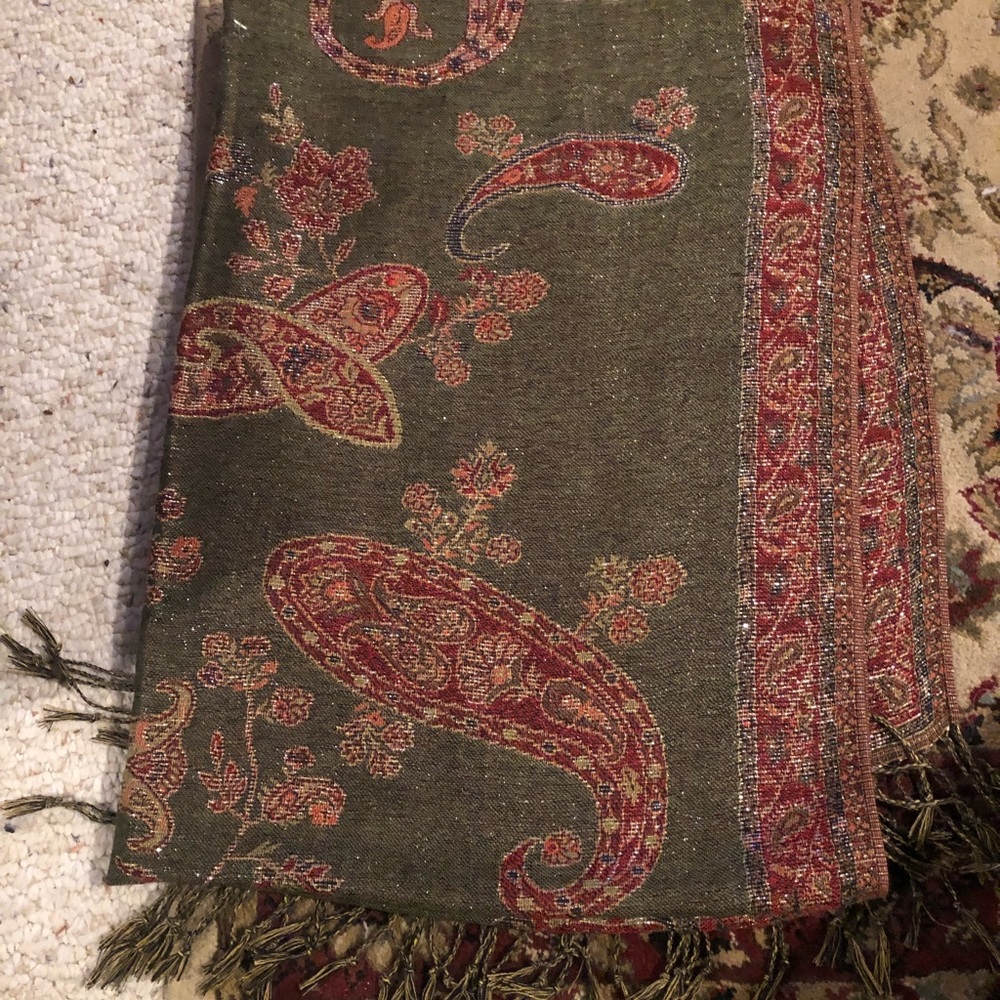 Green / Red Paisley Pashmina